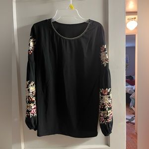 Peasant top with embroidery
